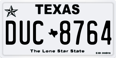 TX license plate DUC8764