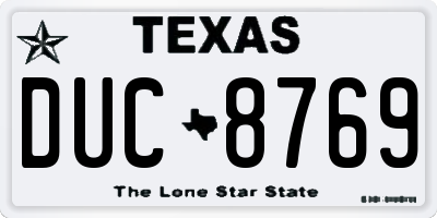 TX license plate DUC8769