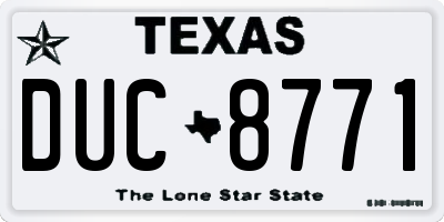 TX license plate DUC8771