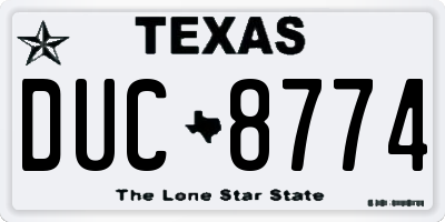 TX license plate DUC8774