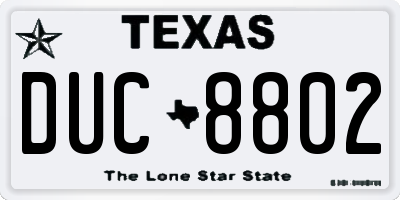TX license plate DUC8802