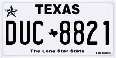 TX license plate DUC8821