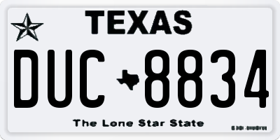 TX license plate DUC8834