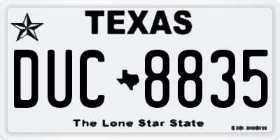 TX license plate DUC8835