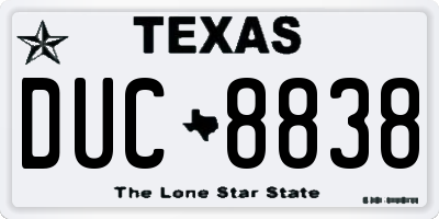 TX license plate DUC8838