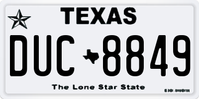 TX license plate DUC8849