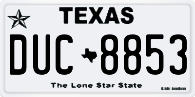 TX license plate DUC8853