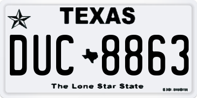 TX license plate DUC8863