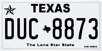 TX license plate DUC8873