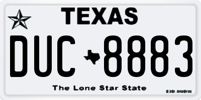 TX license plate DUC8883