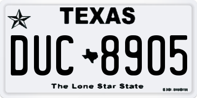 TX license plate DUC8905