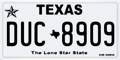 TX license plate DUC8909