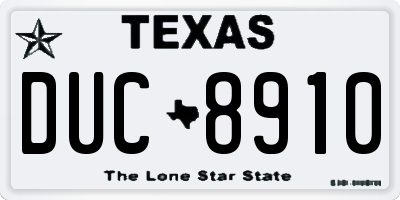 TX license plate DUC8910
