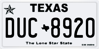 TX license plate DUC8920