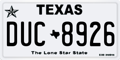 TX license plate DUC8926