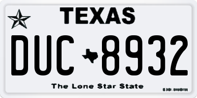 TX license plate DUC8932
