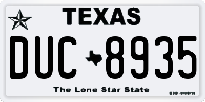 TX license plate DUC8935
