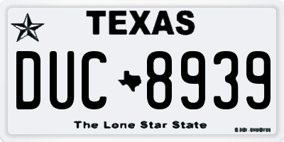 TX license plate DUC8939