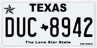 TX license plate DUC8942