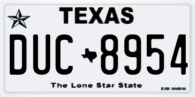 TX license plate DUC8954