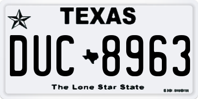 TX license plate DUC8963