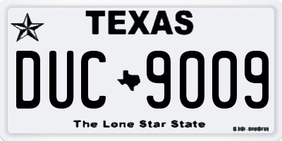 TX license plate DUC9009