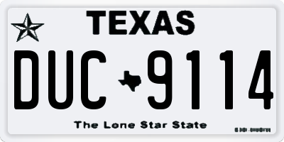 TX license plate DUC9114