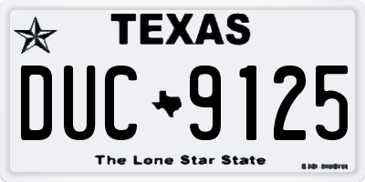 TX license plate DUC9125