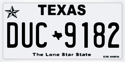 TX license plate DUC9182