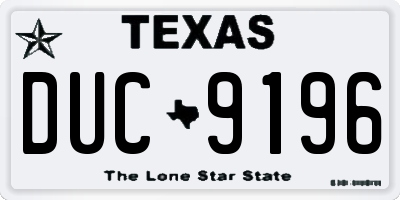 TX license plate DUC9196