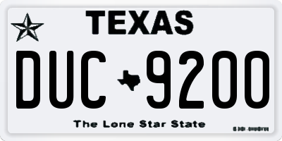 TX license plate DUC9200