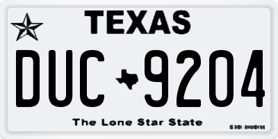 TX license plate DUC9204