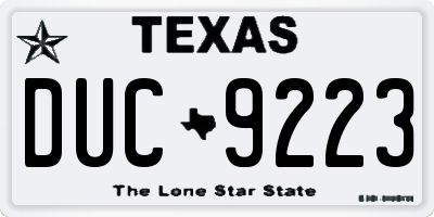 TX license plate DUC9223