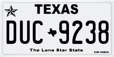 TX license plate DUC9238