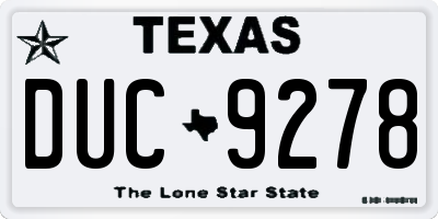 TX license plate DUC9278