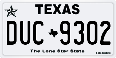 TX license plate DUC9302