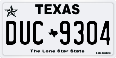 TX license plate DUC9304