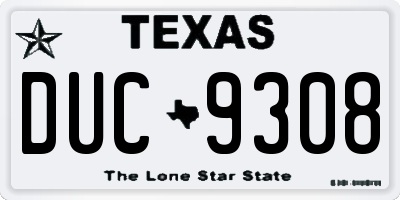 TX license plate DUC9308