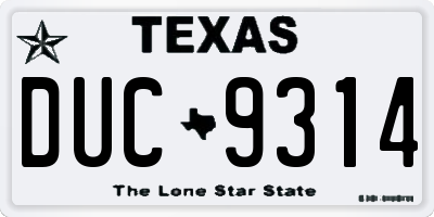 TX license plate DUC9314