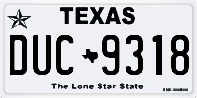 TX license plate DUC9318