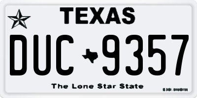 TX license plate DUC9357