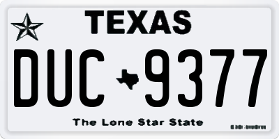TX license plate DUC9377
