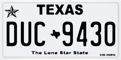 TX license plate DUC9430
