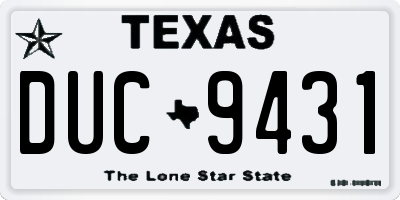 TX license plate DUC9431