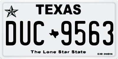 TX license plate DUC9563