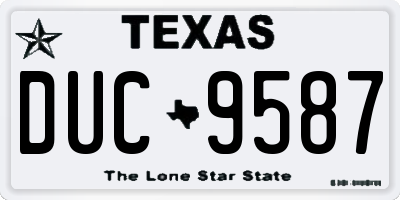 TX license plate DUC9587