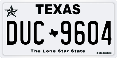 TX license plate DUC9604