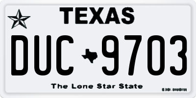 TX license plate DUC9703