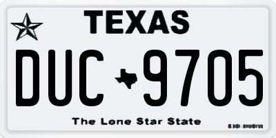 TX license plate DUC9705