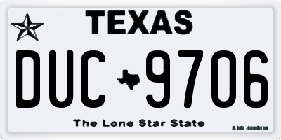 TX license plate DUC9706